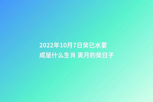 2022年10月7日癸已水婁成是什么生肖 寅月的癸日子-第1張-觀點-玄機派